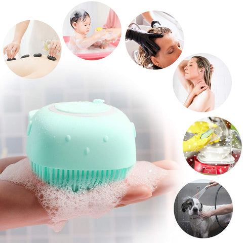 Silicone Bath and Body Shower Brush with Liquid Soap Dispenser