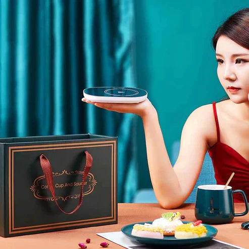 Ceramic Coffee Cup with Automatic Heating Pad | only in green color.