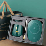 Ceramic Coffee Cup with Automatic Heating Pad | only in green color.